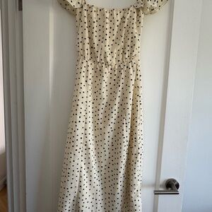 Amuse Society Cream Off-Shoulder Maxi Sundress